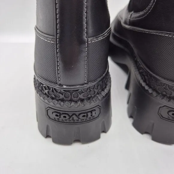 Coach Women's Bootie Jayla Leather Bootie Women's Size 7 B Black Chunky  (736)