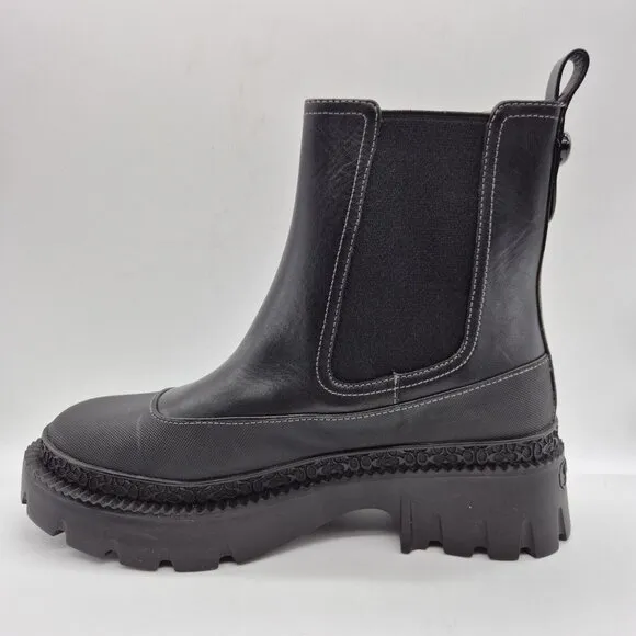 Coach Women's Bootie Jayla Leather Bootie Women's Size 7 B Black Chunky  (736)