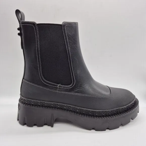 Coach Women's Bootie Jayla Leather Bootie Women's Size 7 B Black Chunky  (736)