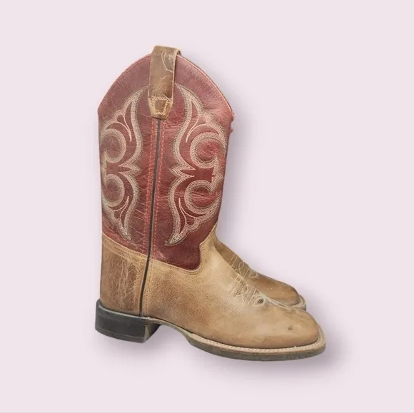 Cody James | Tan Red Leather Western Boots Size Youth 4 D