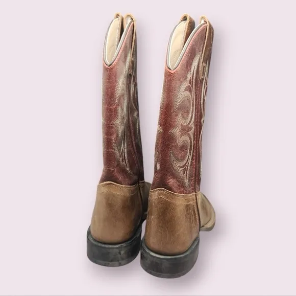 Cody James | Tan Red Leather Western Boots Size Youth 4 D