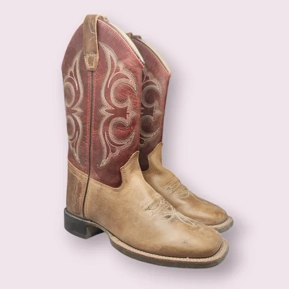 Cody James | Tan Red Leather Western Boots Size Youth 4 D