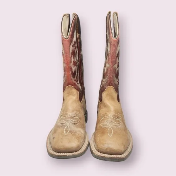 Cody James | Tan Red Leather Western Boots Size Youth 4 D