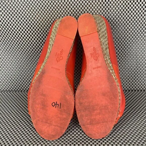 Cole Haan Ava Wedge Sandals Womens Size 8B Orange Espadrille Open Toe