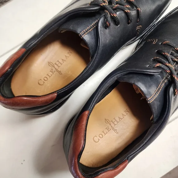 Cole Haan Black Leather Zeno Lace Up Mens Oxford Loafer Dress Shoes, Size 8