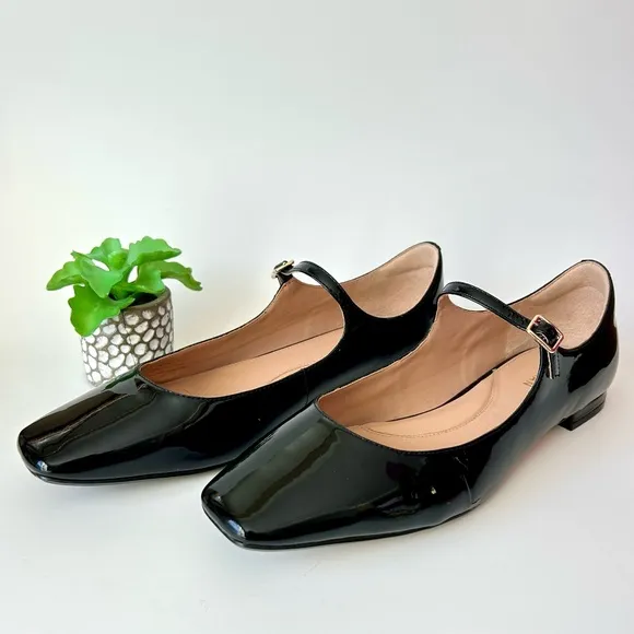 Cole Haan Bridge Mary Jane Ballet Flats Black Patent Leather Size 9.5