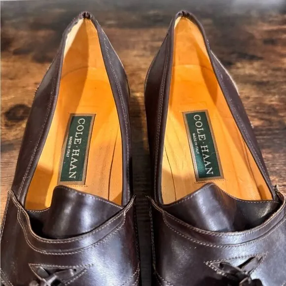 Cole Haan  Brown Leather Tassel Loafers Size 9 Dress Shoes