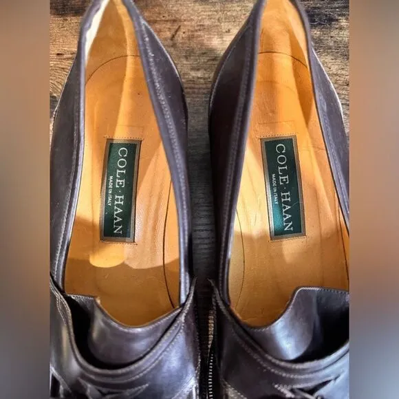 Cole Haan  Brown Leather Tassel Loafers Size 9 Dress Shoes