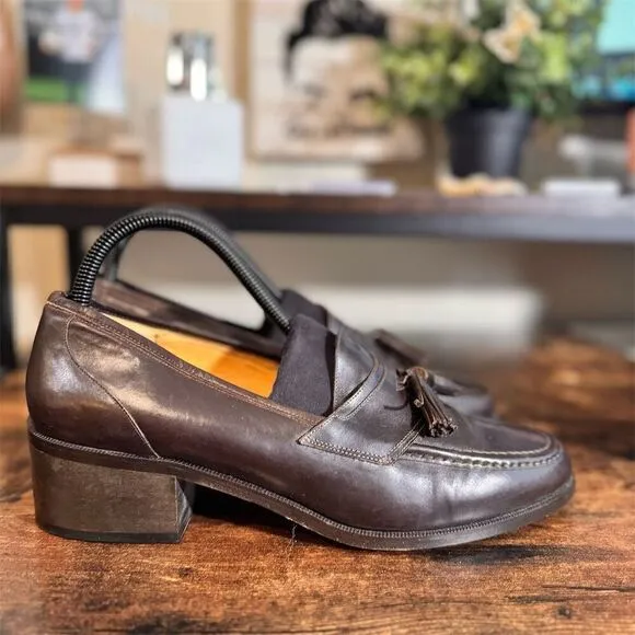 Cole Haan  Brown Leather Tassel Loafers Size 9 Dress Shoes