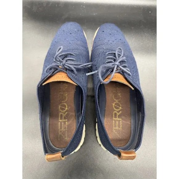 Cole Haan C24947 Zero Grand StitchLite Blue Wingtip Oxford Shoes Mens Size 10.5M