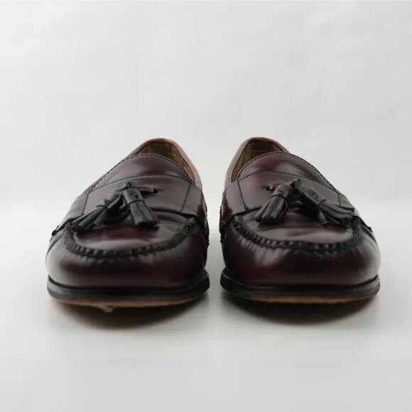 Cole Haan City Dress Shoes Mens 10.5 D Burgundy Pinch Tassel Loafers 3507