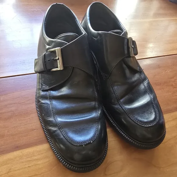 Cole Haan City Men's Black Leather Monk Strap Buckle Dress Shoes - 9M