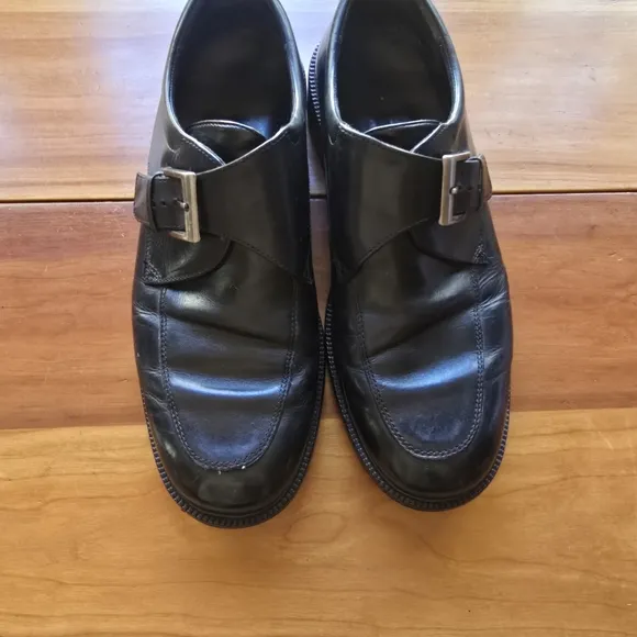 Cole Haan City Men's Black Leather Monk Strap Buckle Dress Shoes - 9M