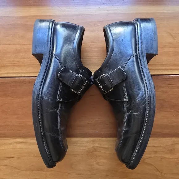 Cole Haan City Men's Black Leather Monk Strap Buckle Dress Shoes - 9M