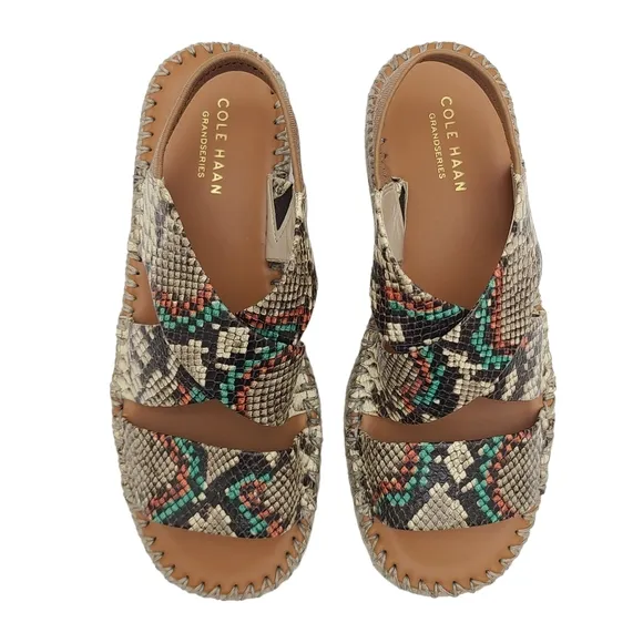 Cole Haan Cloud Vero Espadrille Wedge Sandals Crafted Snake 6200632 Size 8 NWOB