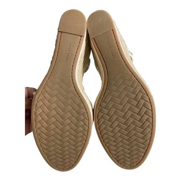 Cole Haan Cloudfeel Snake-Embossed Espadrille Wedge Sandals In Chalk Snake Print