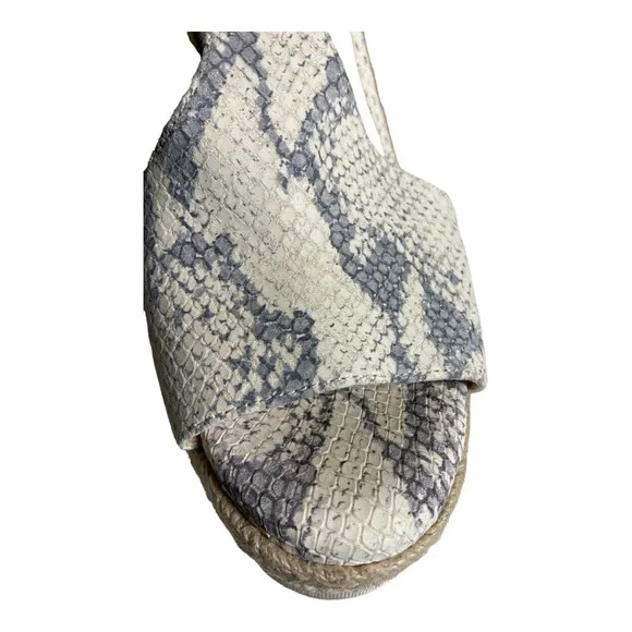 Cole Haan Cloudfeel Snake-Embossed Espadrille Wedge Sandals In Chalk Snake Print