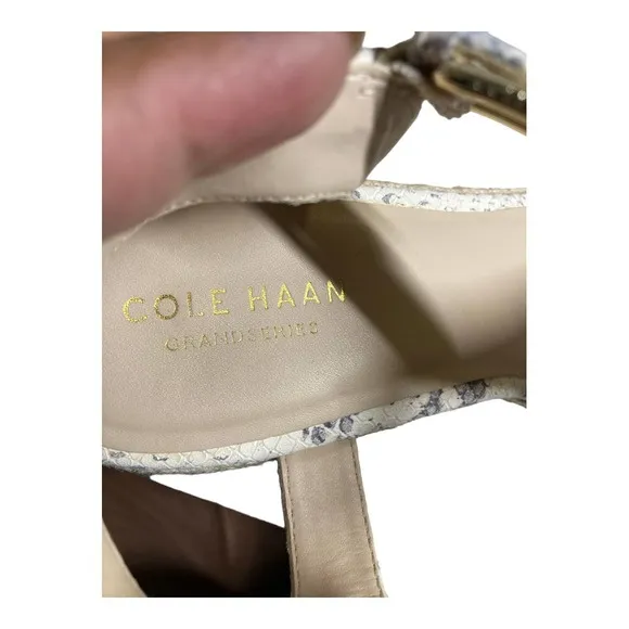 Cole Haan Cloudfeel Snake-Embossed Espadrille Wedge Sandals In Chalk Snake Print
