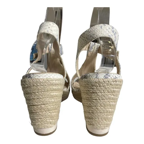Cole Haan Cloudfeel Snake-Embossed Espadrille Wedge Sandals In Chalk Snake Print