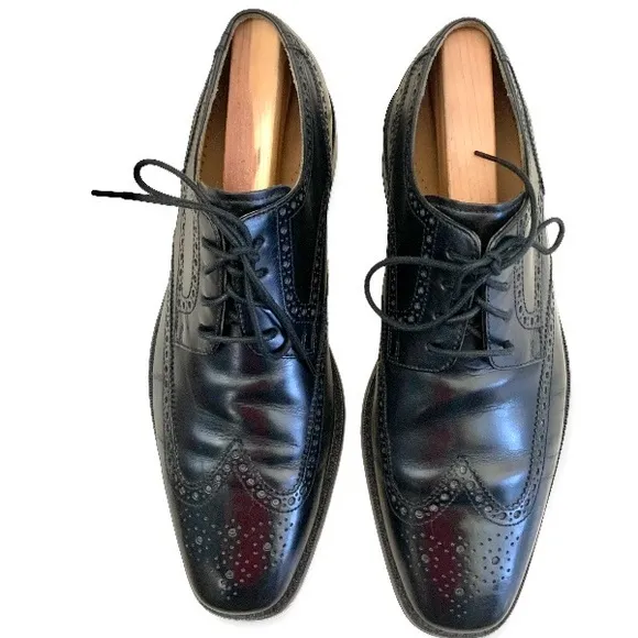 COLE HAAN Collection Men’s Size 11.5 M Black Leather Wing Tip Oxford Shoes
