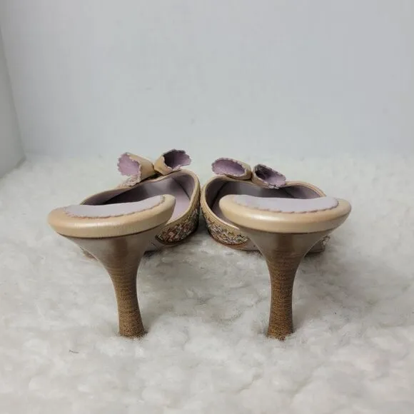 Cole Haan Dinah Womens Slide Mule Size 9 B Butter Fabric Peep Toe Women's Shoes