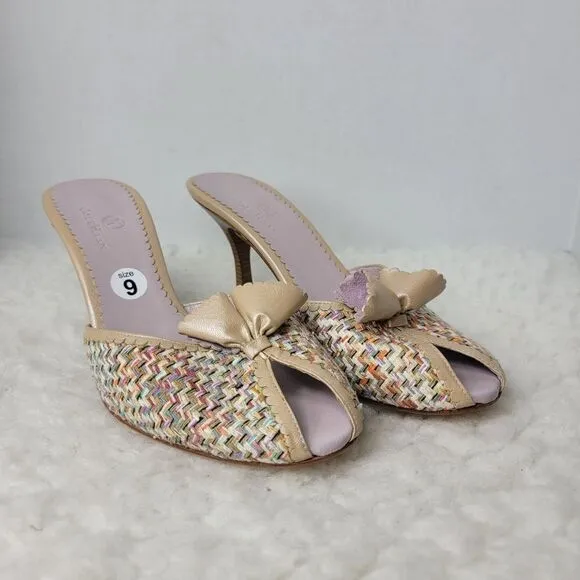 Cole Haan Dinah Womens Slide Mule Size 9 B Butter Fabric Peep Toe Women's Shoes