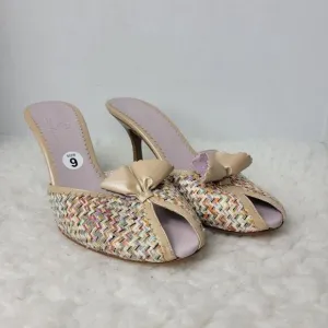 Cole Haan Dinah Womens Slide Mule Size 9 B Butter Fabric Peep Toe Women's Shoes