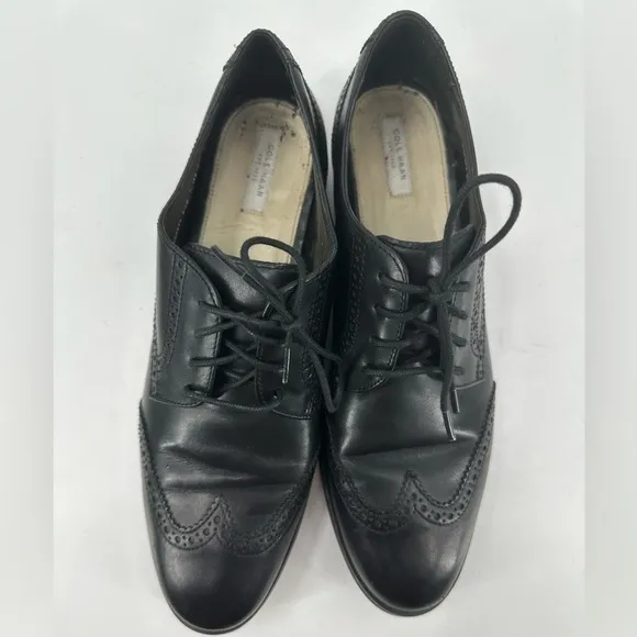 Cole Haan Dress Shoes Lace Up Ties Black Leather Mens 9.5
