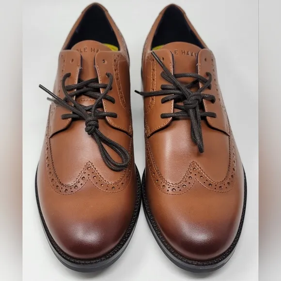 Cole Haan Grand   British Tan Dress Wingtip Oxford Shoes Mens Sz 10M C37330 New