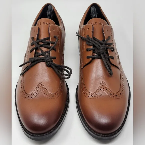 Cole Haan Grand   British Tan Dress Wingtip Oxford Shoes Mens Sz 10M C37330 New