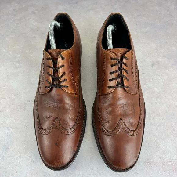 Cole Haan Grand OS Mens 11 Brown Leather Dress Formal Wingtip Shoes C25458 READ