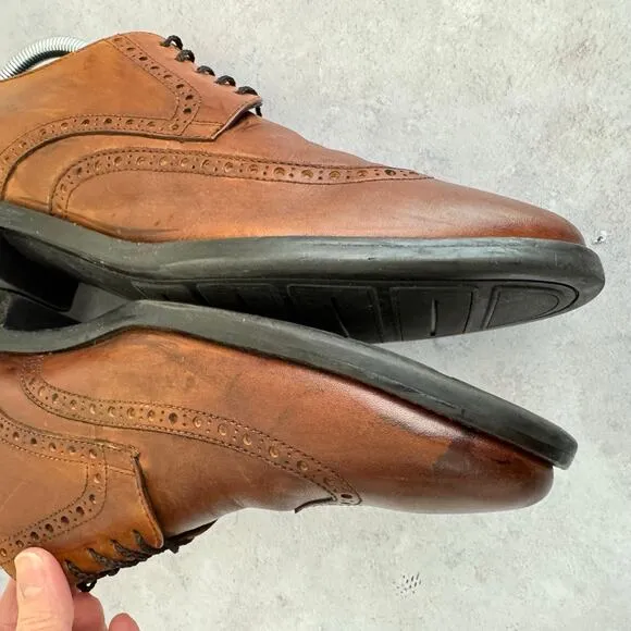 Cole Haan Grand OS Mens 11 Brown Leather Dress Formal Wingtip Shoes C25458 READ