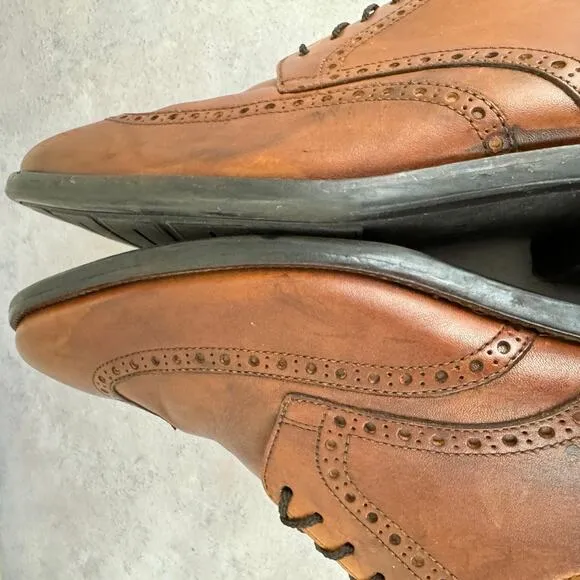 Cole Haan Grand OS Mens 11 Brown Leather Dress Formal Wingtip Shoes C25458 READ