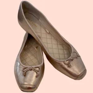 Cole Haan Grand OS Rose Gold Downtown Toe Cap Ballet Flats with Bow Size 9