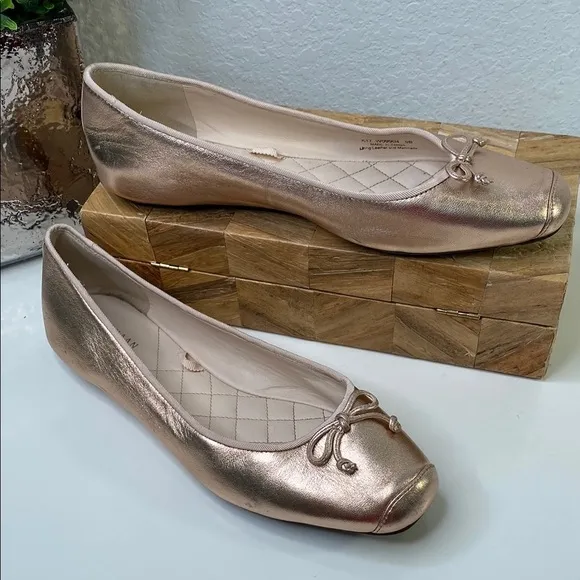 Cole Haan Grand OS Rose Gold Downtown Toe Cap Ballet Flats with Bow Size 9