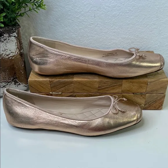 Cole Haan Grand OS Rose Gold Downtown Toe Cap Ballet Flats with Bow Size 9