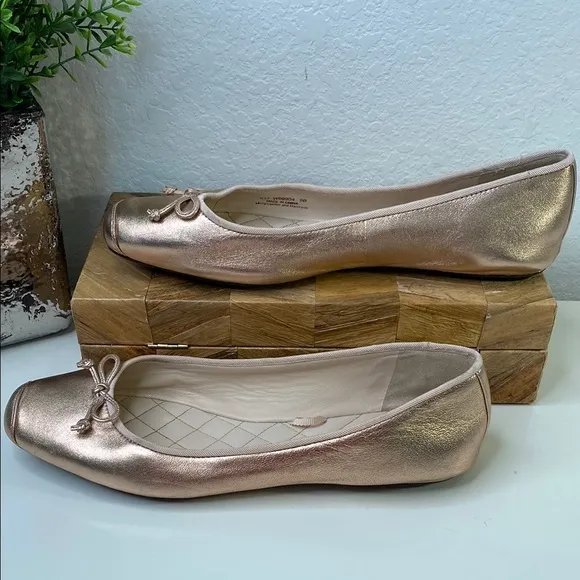 Cole Haan Grand OS Rose Gold Downtown Toe Cap Ballet Flats with Bow Size 9