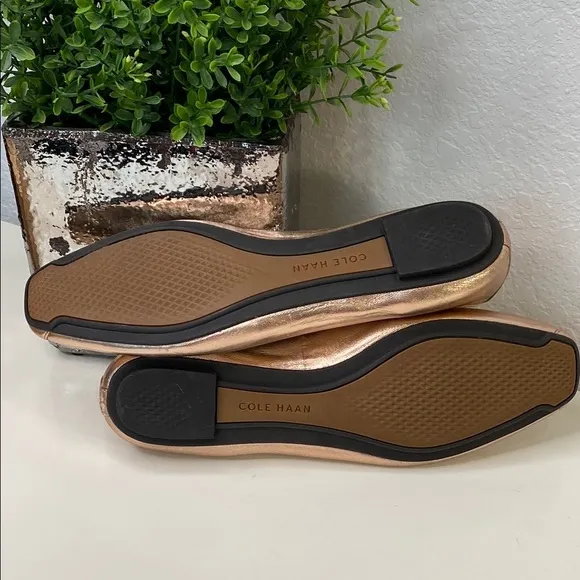 Cole Haan Grand OS Rose Gold Downtown Toe Cap Ballet Flats with Bow Size 9