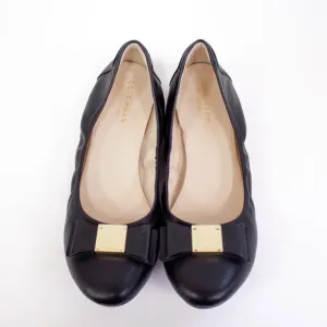 Cole Haan Grand OS Tali Flex Black Leather Bow Ballet Flats Womens Shoes Size 7