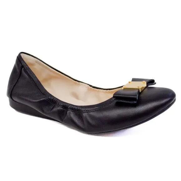 Cole Haan Grand OS Tali Flex Black Leather Bow Ballet Flats Womens Shoes Size 7