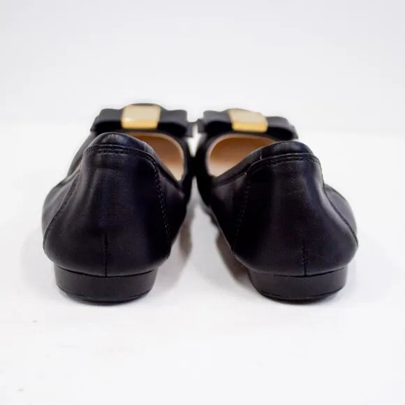 Cole Haan Grand OS Tali Flex Black Leather Bow Ballet Flats Womens Shoes Size 7
