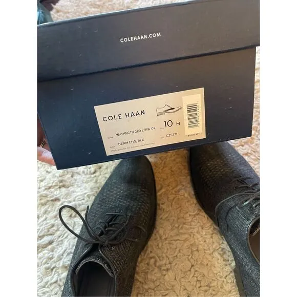 COLE HAAN Grand OS Dress Shoes Men's Size 10 Fabric Grey Oxfords