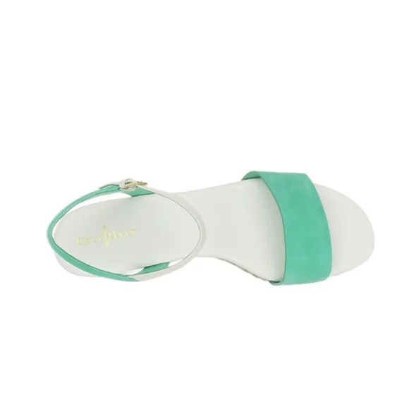 Cole Haan Green and White Arden Wedge Sandals Size 7
