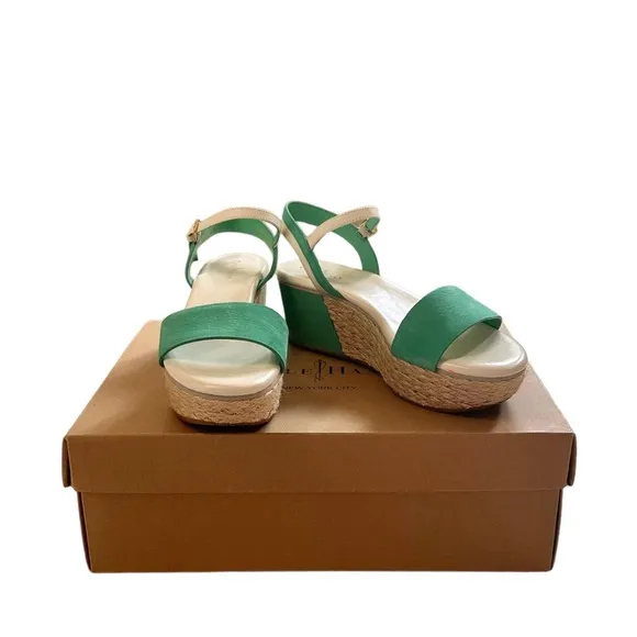Cole Haan Green and White Arden Wedge Sandals Size 7