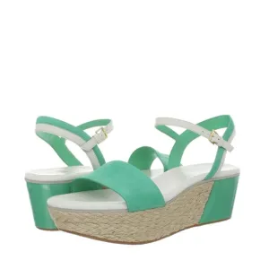 Cole Haan Green and White Arden Wedge Sandals Size 7
