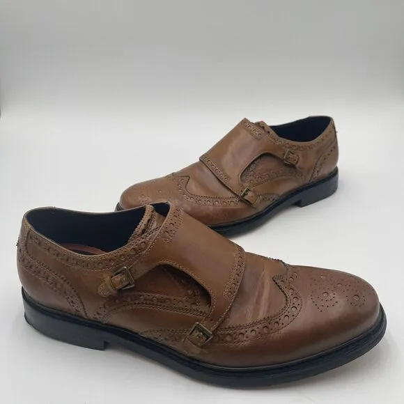 Cole Haan‎ Harrison Double Monk Strap Men's Shoes Brown Leather  Wing Tip 11.5