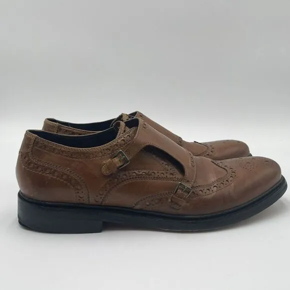 Cole Haan‎ Harrison Double Monk Strap Men's Shoes Brown Leather  Wing Tip 11.5