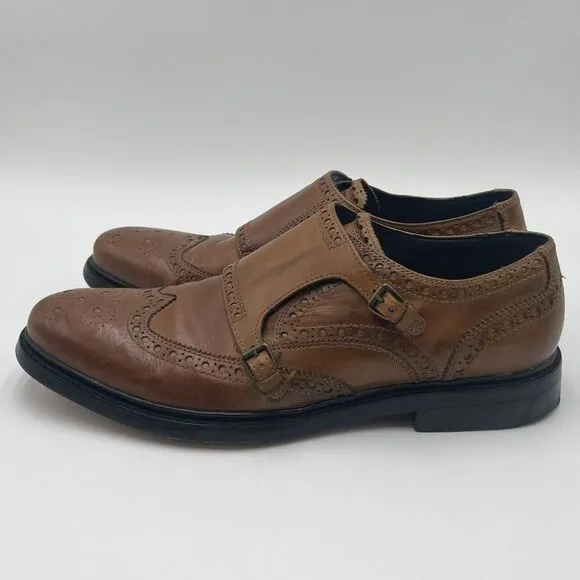 Cole Haan‎ Harrison Double Monk Strap Men's Shoes Brown Leather  Wing Tip 11.5