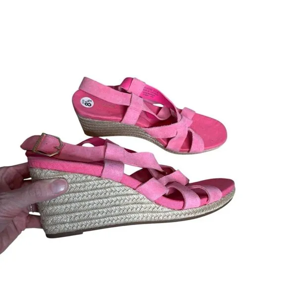 Cole Haan hot pink suede leather gladiator wedge espadrille sandals size 8.5 NEW