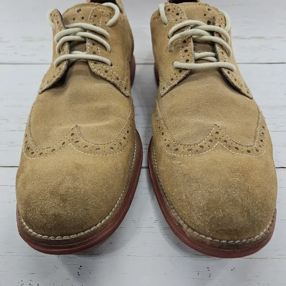 Cole Haan LunarGrand Wingtip Oxford Mens 11.5M Tan Red Suede Dress Shoes C10228
